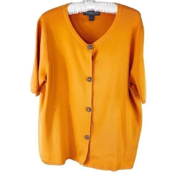 Vintage EUC Josephine Chaus Orange Snap Front Jewel Sparkly Buttons Golden Girls - Picture 3 of 16